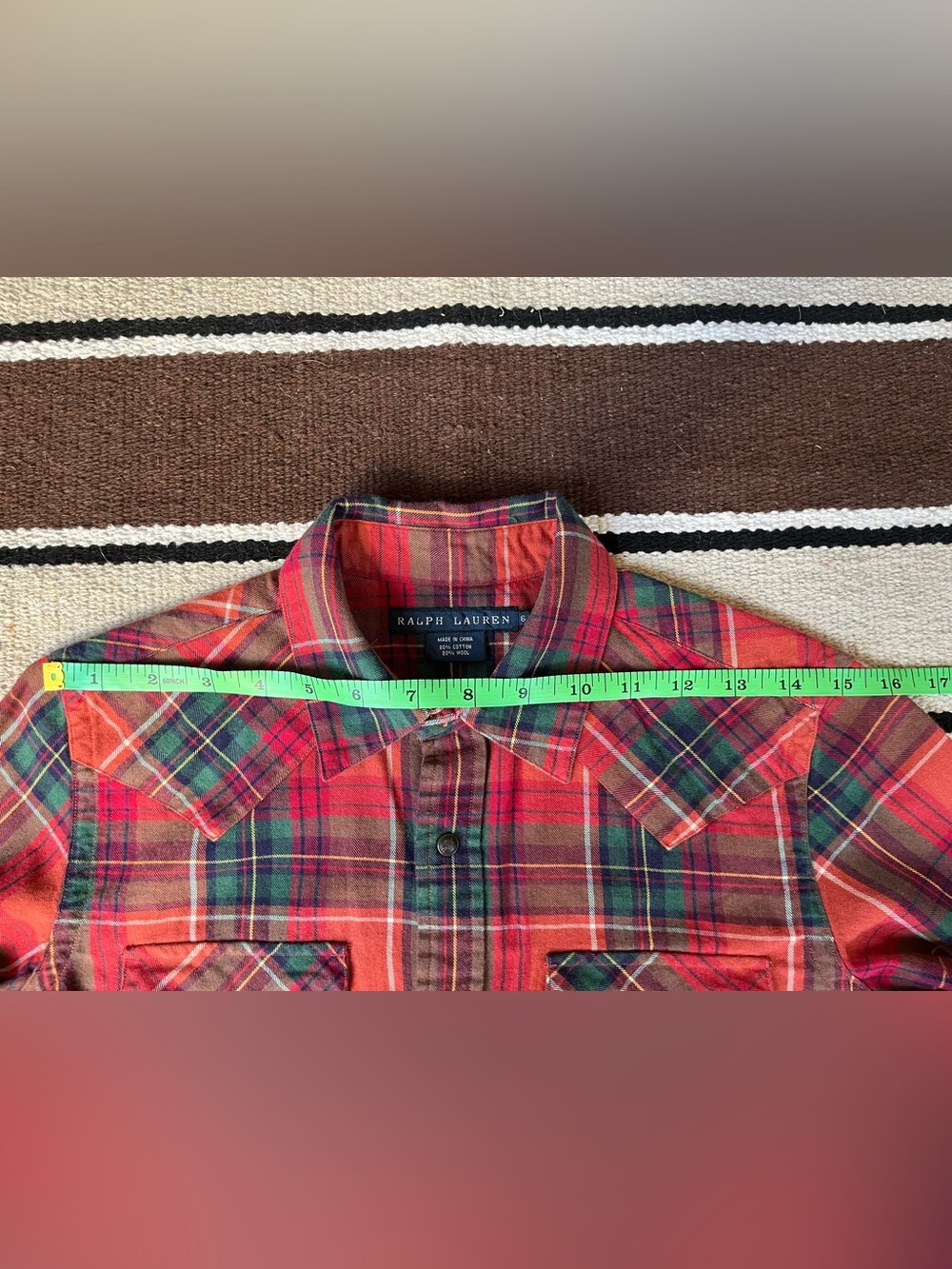 -SOLD- Vtg Ralph Lauren Western Blue Label wool/cotton flannel luxury 90s - Picture 6 of 11